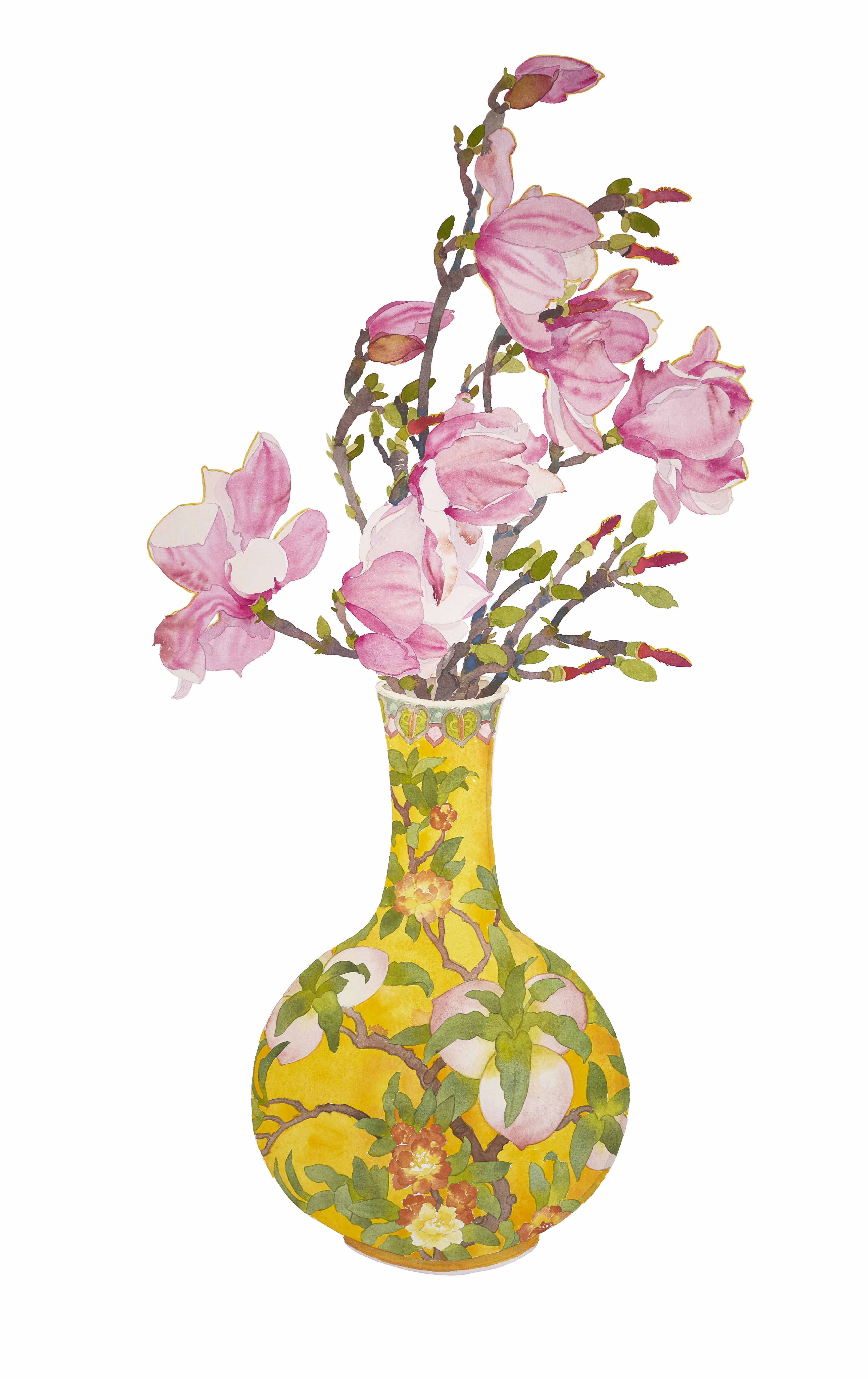 January Magnolia in a Cloisonné Vase